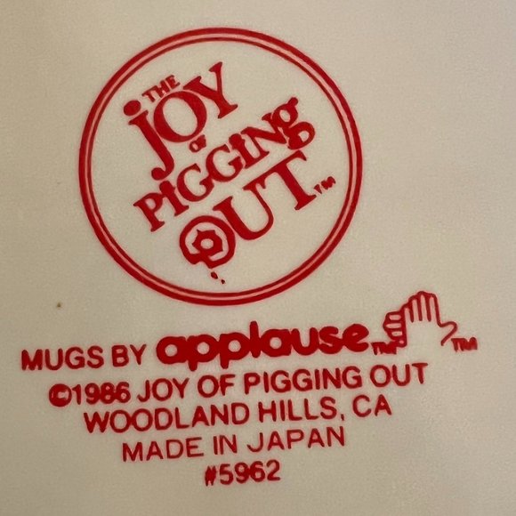 Vtg APPLAUSE “The Joy of Pigging Out” Ceramic Mug ~ Dieting ~ Weight Watchers - Picture 6 of 6